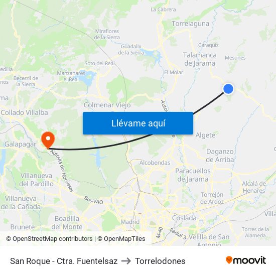 San Roque - Ctra. Fuentelsaz to Torrelodones map