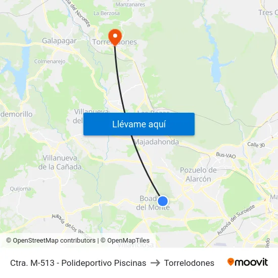 Ctra. M-513 - Polideportivo Piscinas to Torrelodones map