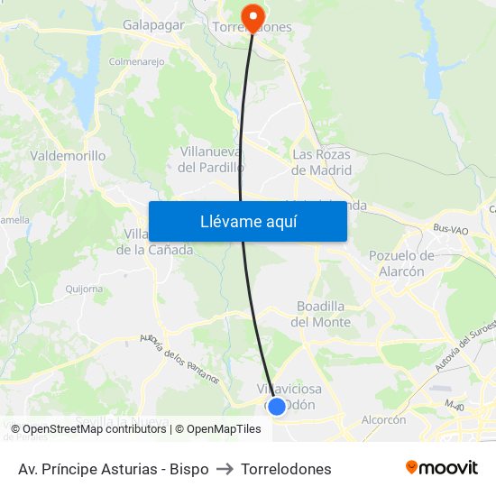 Av. Príncipe Asturias - Bispo to Torrelodones map