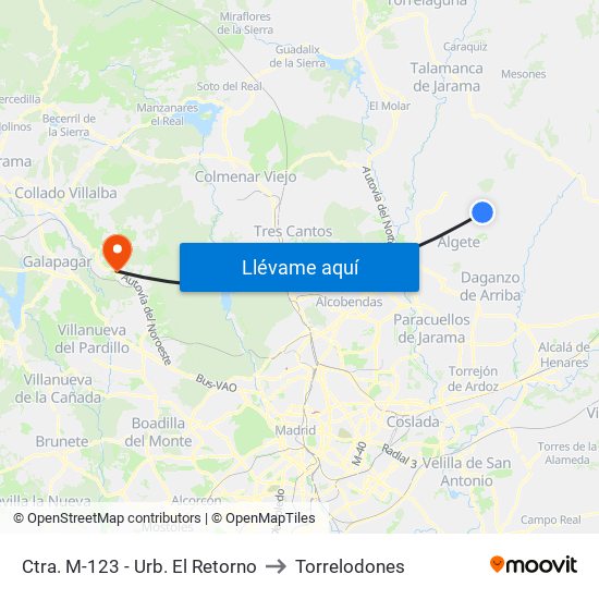 Ctra. M-123 - Urb. El Retorno to Torrelodones map