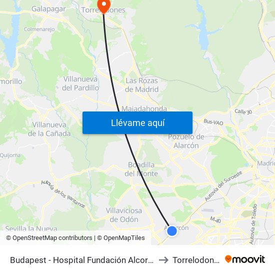 Budapest - Hospital Fundación Alcorcón to Torrelodones map