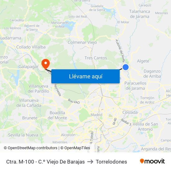 Ctra. M-100 - C.º Viejo De Barajas to Torrelodones map