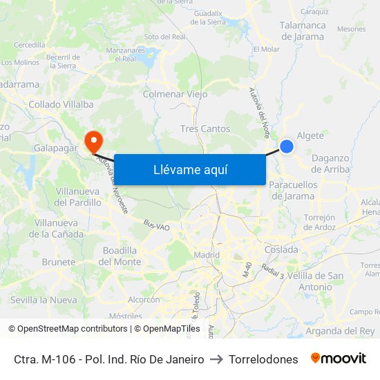 Ctra. M-106 - Pol. Ind. Río De Janeiro to Torrelodones map