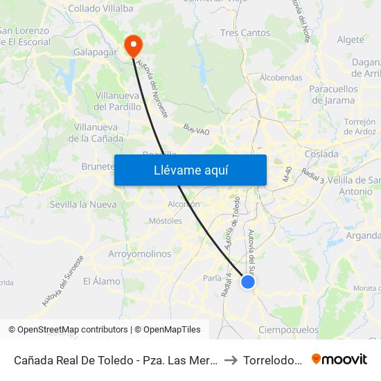 Cañada Real De Toledo - Pza. Las Mercedes to Torrelodones map