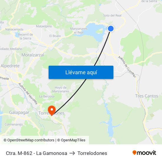 Ctra. M-862 - La Gamonosa to Torrelodones map