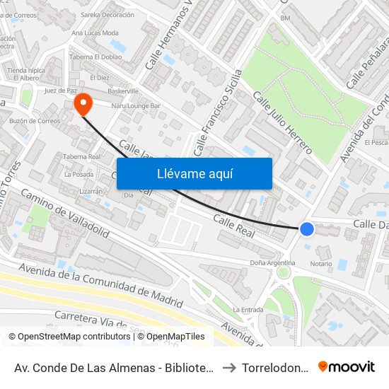 Av. Conde De Las Almenas - Biblioteca to Torrelodones map