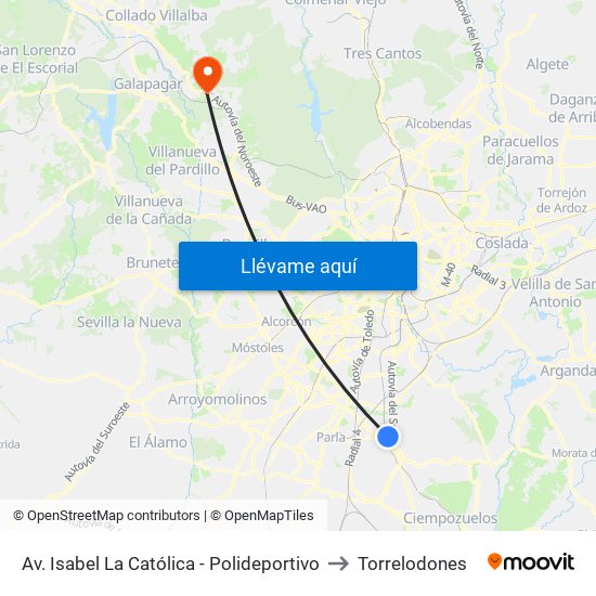 Av. Isabel La Católica - Polideportivo to Torrelodones map