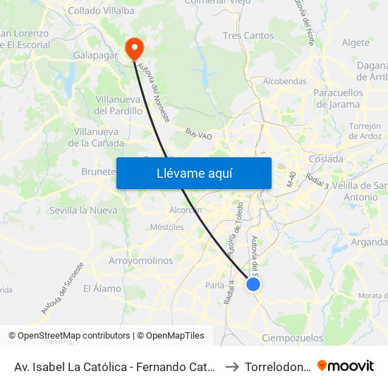 Av. Isabel La Católica - Fernando Católico to Torrelodones map