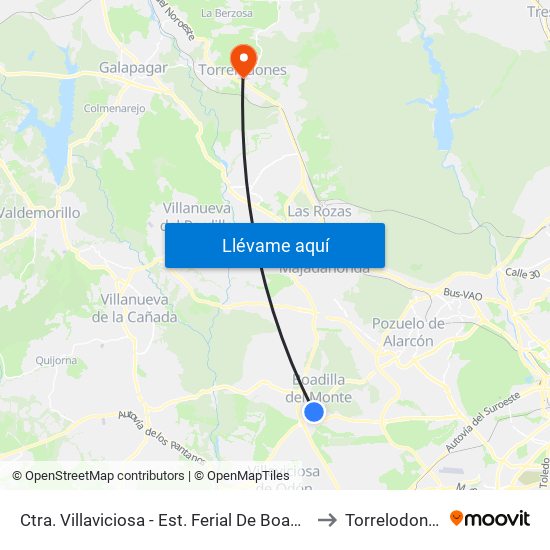Ctra. Villaviciosa - Est. Ferial De Boadilla to Torrelodones map
