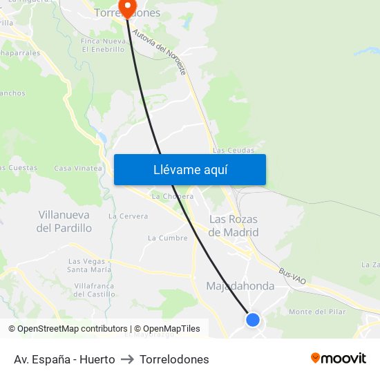 Av. España - Huerto to Torrelodones map
