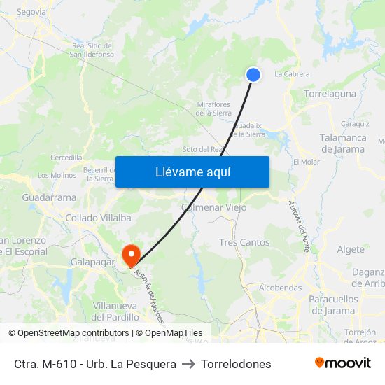 Ctra. M-610 - Urb. La Pesquera to Torrelodones map