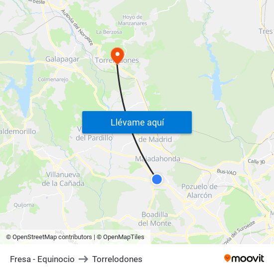 Fresa - Equinocio to Torrelodones map