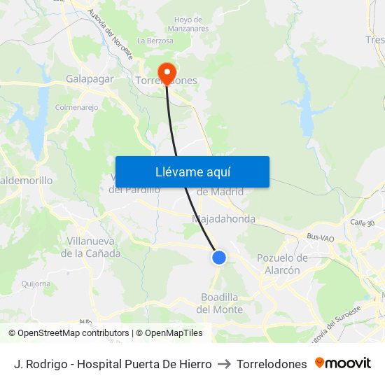 J. Rodrigo - Hospital Puerta De Hierro to Torrelodones map