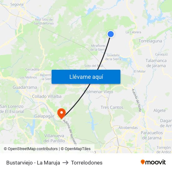 Bustarviejo - La Maruja to Torrelodones map