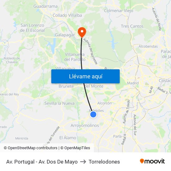 Av. Portugal - Av. Dos De Mayo to Torrelodones map