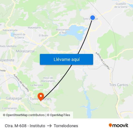 Ctra. M-608 - Instituto to Torrelodones map