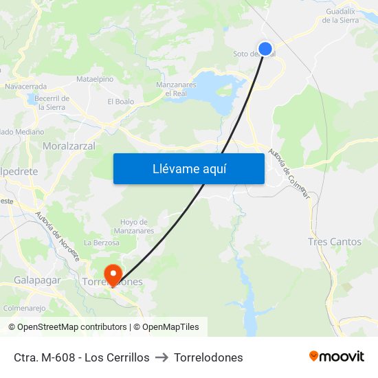 Ctra. M-608 - Los Cerrillos to Torrelodones map