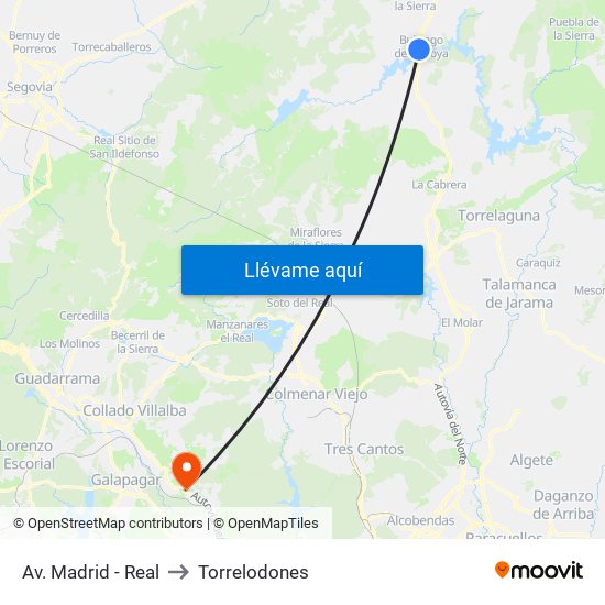 Av. Madrid - Real to Torrelodones map
