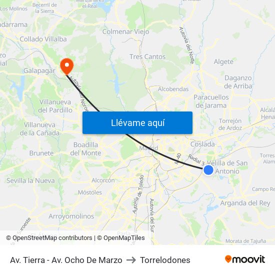 Av. Tierra - Av. Ocho De Marzo to Torrelodones map