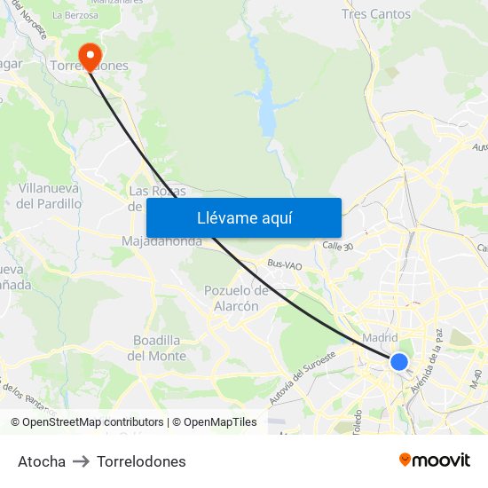 Atocha to Torrelodones map