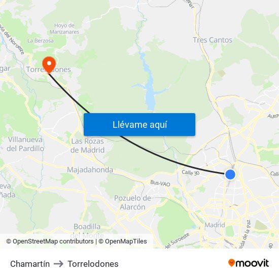 Chamartín to Torrelodones map