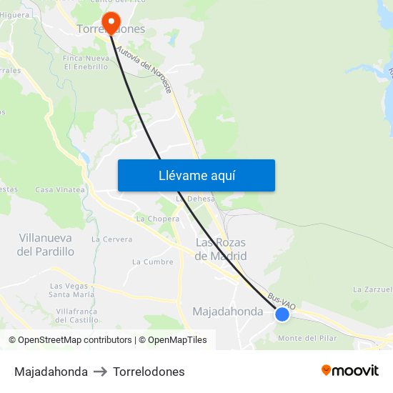Majadahonda to Torrelodones map