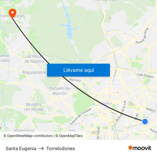 Santa Eugenia to Torrelodones map