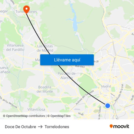 Doce De Octubre to Torrelodones map
