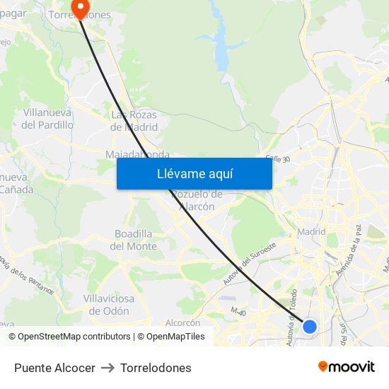 Puente Alcocer to Torrelodones map