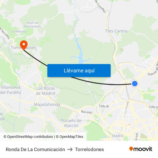 Ronda De La Comunicación to Torrelodones map