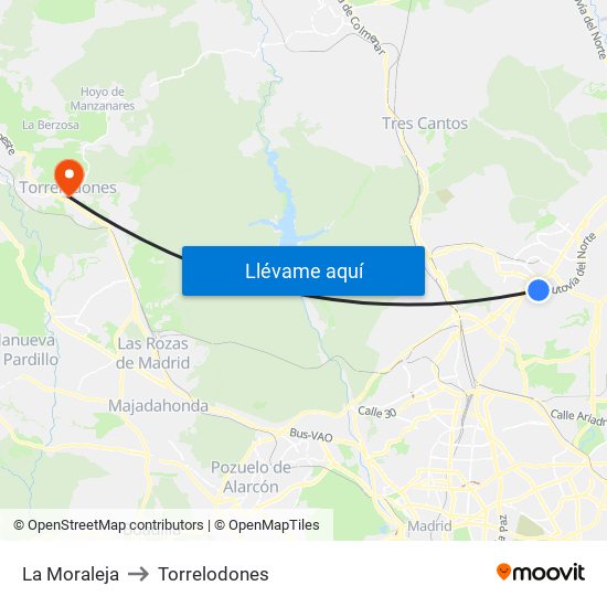La Moraleja to Torrelodones map