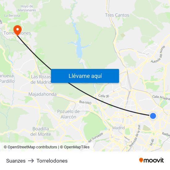 Suanzes to Torrelodones map