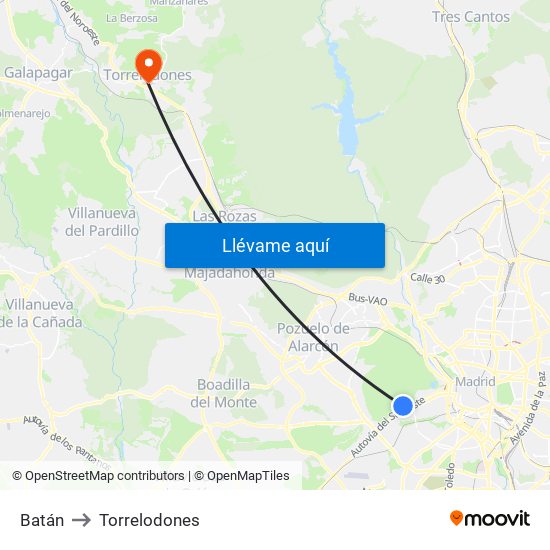 Batán to Torrelodones map