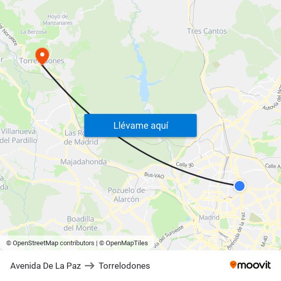 Avenida De La Paz to Torrelodones map