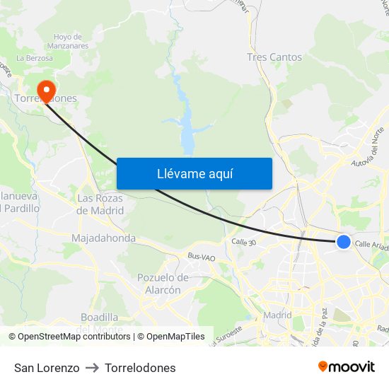 San Lorenzo to Torrelodones map