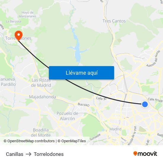 Canillas to Torrelodones map