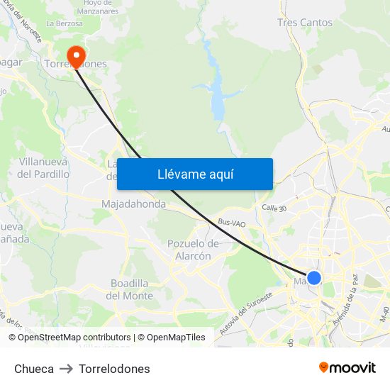 Chueca to Torrelodones map