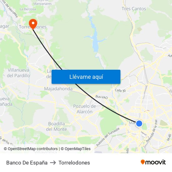 Banco De España to Torrelodones map