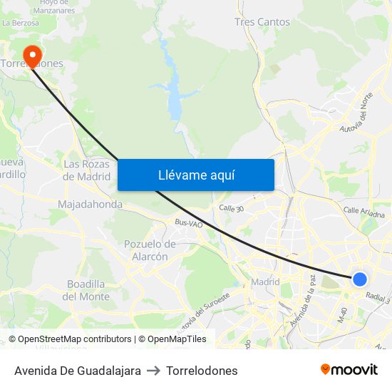 Avenida De Guadalajara to Torrelodones map