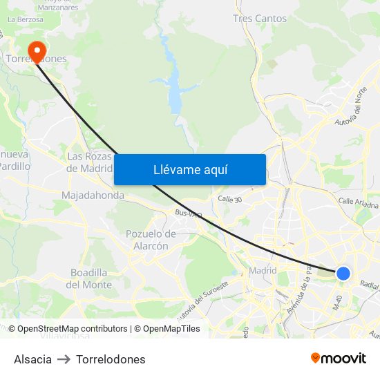 Alsacia to Torrelodones map