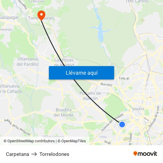 Carpetana to Torrelodones map
