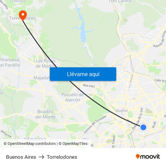 Buenos Aires to Torrelodones map