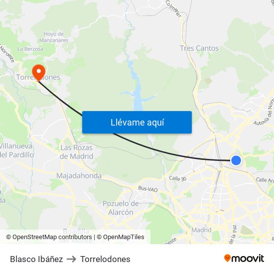 Blasco Ibáñez to Torrelodones map