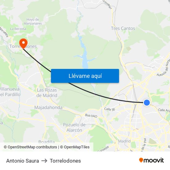 Antonio Saura to Torrelodones map