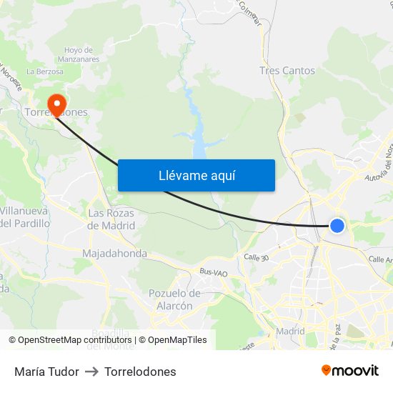 María Tudor to Torrelodones map