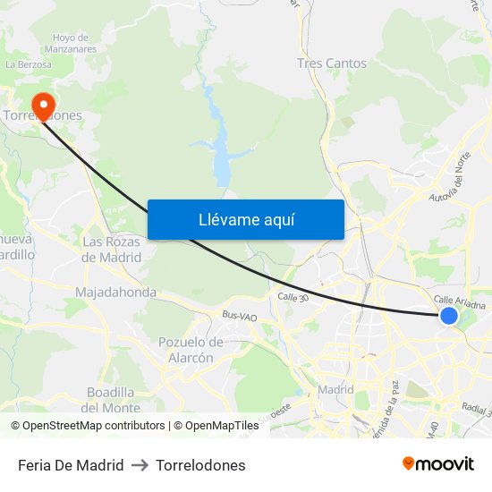Feria De Madrid to Torrelodones map