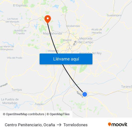 Centro Penitenciario, Ocaña to Torrelodones map