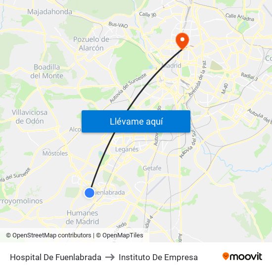 Hospital De Fuenlabrada to Instituto De Empresa map