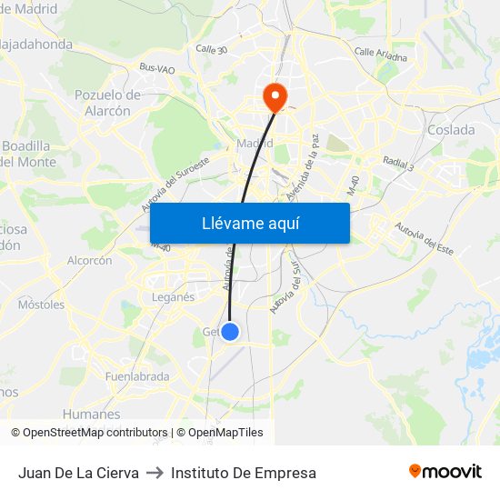 Juan De La Cierva to Instituto De Empresa map