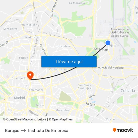 Barajas to Instituto De Empresa map